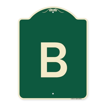 Signmission Designer Series Sign W/ Letter B, Green & Tan Heavy-Gauge Aluminum Sign, 24" x 18", G-1824-22962 A-DES-G-1824-22962